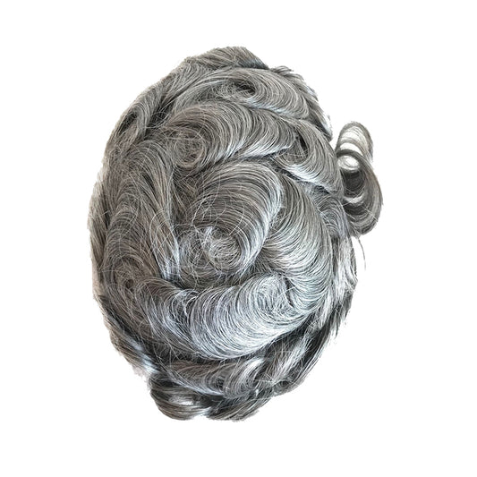 Big sale full pu hair toupee grey color 1b with 65% white color hair systems