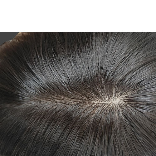 Silk Base Hair Replacement Systems Color 1b Human Hair Toupee Size 6*8 Inch