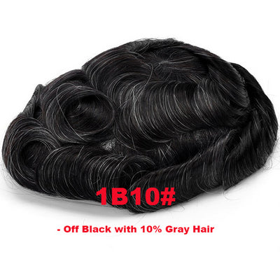 Full French Lace Toupee 10*8 Size Color 1B Indian Human Hair