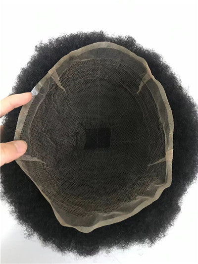 4mm Afro Hair Toupee for Black Men Full Lace Base Indian Hair Can Cut to Roots