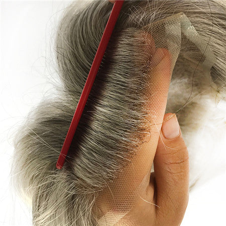 1B80 Hair System Full Swiss Lace Base, 10*8 Grey Hair Replacement for Men