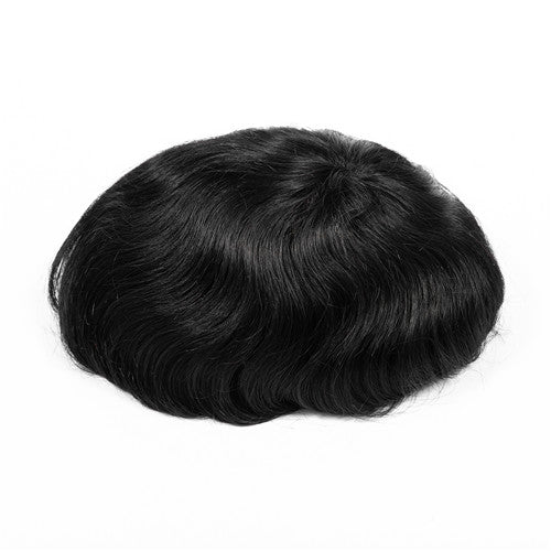 BIO Toupee Thin Pu Base With Swiss Lace Front Bleack Knots 10*8 Size , Soft Indian Hair Topper for men